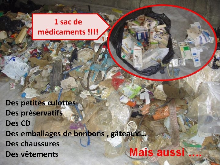 1 sac de médicaments !!!! Des petites culottes Des préservatifs Des CD Des emballages