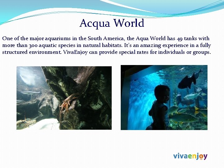 Acqua World One of the major aquariums in the South America, the Aqua World