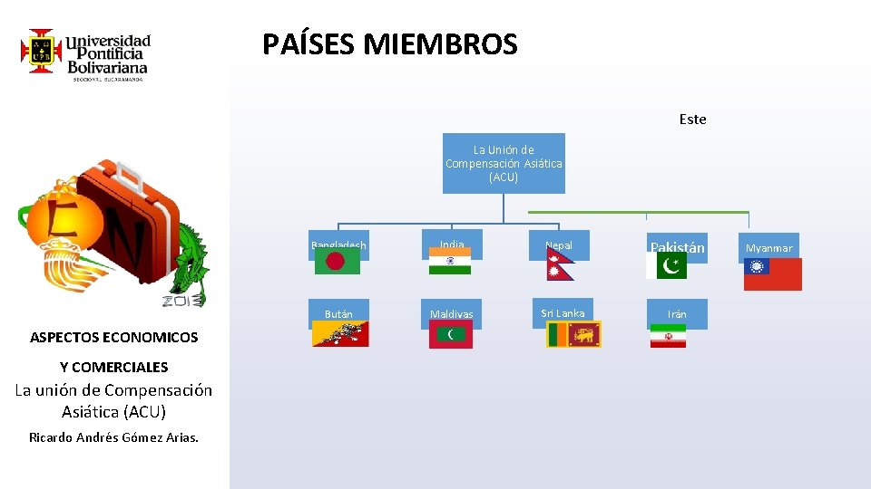 PAÍSES MIEMBROS Este La Unión de Compensación Asiática (ACU) ASPECTOS ECONOMICOS Y COMERCIALES La