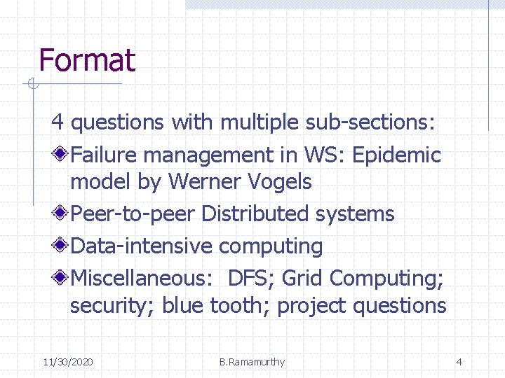 Format 4 questions with multiple sub-sections: Failure management in WS: Epidemic model by Werner