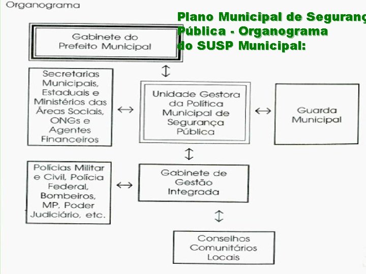 Plano Municipal de Seguranç Pública - Organograma do SUSP Municipal: 