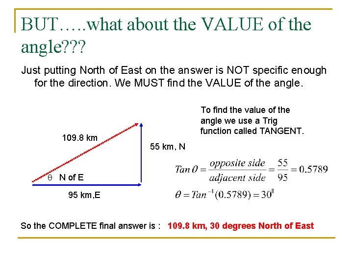 BUT…. . what about the VALUE of the angle? ? ? Just putting North