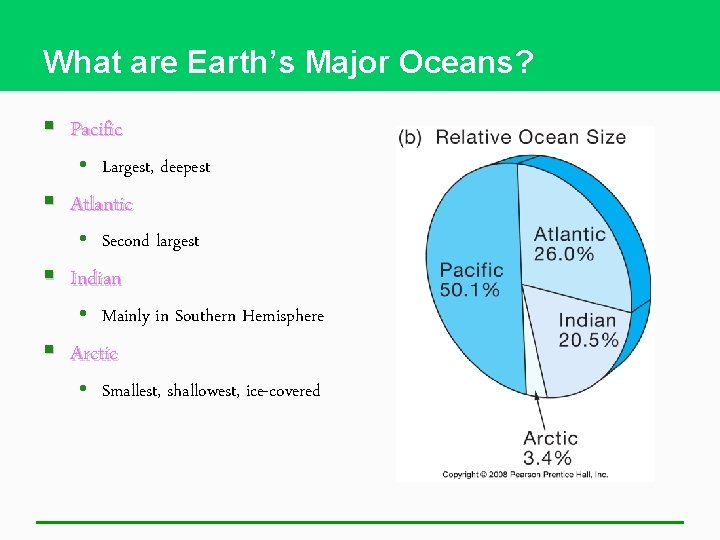 What are Earth’s Major Oceans? § Pacific • Largest, deepest § Atlantic • Second