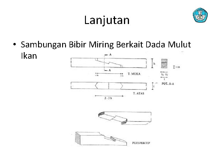 Lanjutan • Sambungan Bibir Miring Berkait Dada Mulut Ikan 