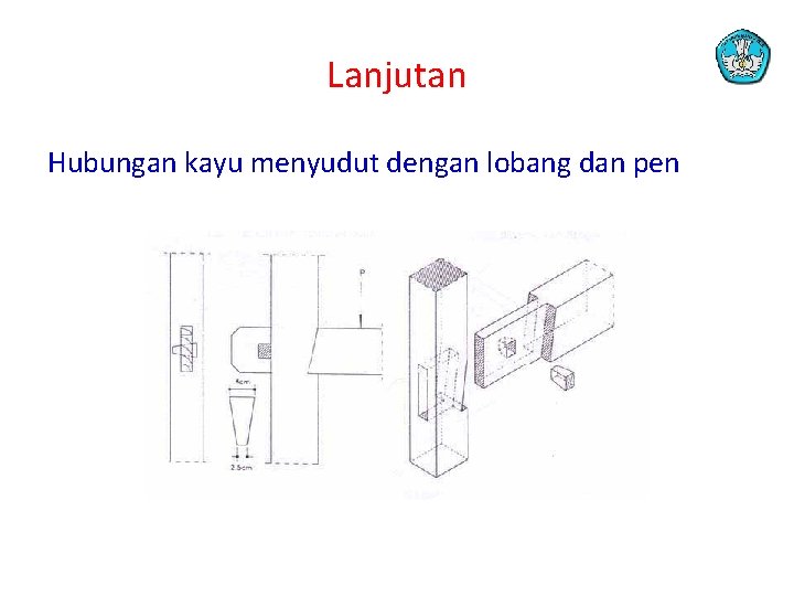 Lanjutan Hubungan kayu menyudut dengan lobang dan pen 