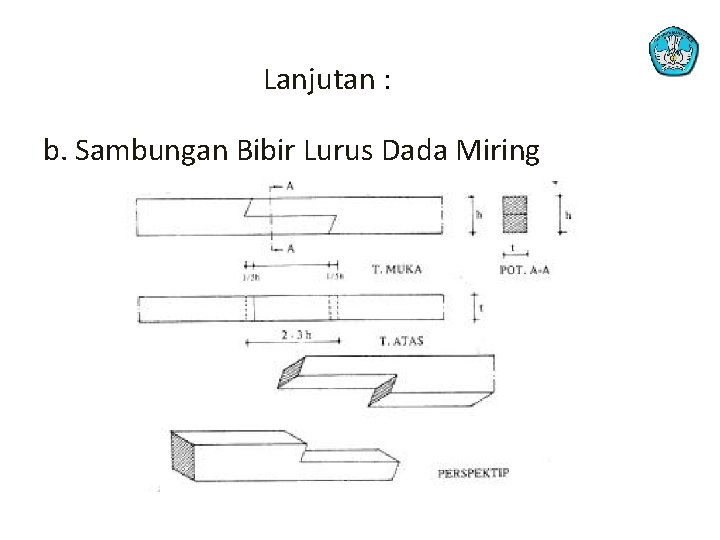 Lanjutan : b. Sambungan Bibir Lurus Dada Miring 