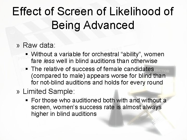 Effect of Screen of Likelihood of Being Advanced » Raw data: § Without a