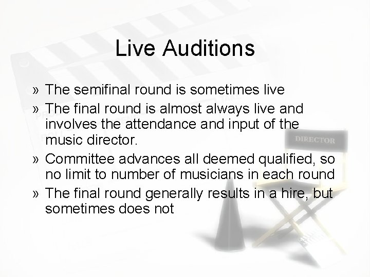 Live Auditions » The semifinal round is sometimes live » The final round is