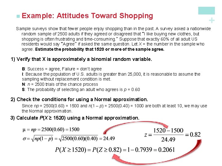 Attitudes Toward Shopping + n Example: Sample surveys show that fewer people enjoy shopping