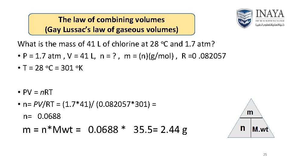 The law of combining volumes (Gay Lussac’s law of gaseous volumes) What is the