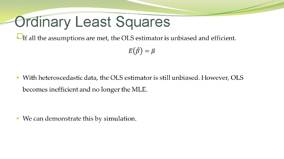 Ordinary Least Squares � 