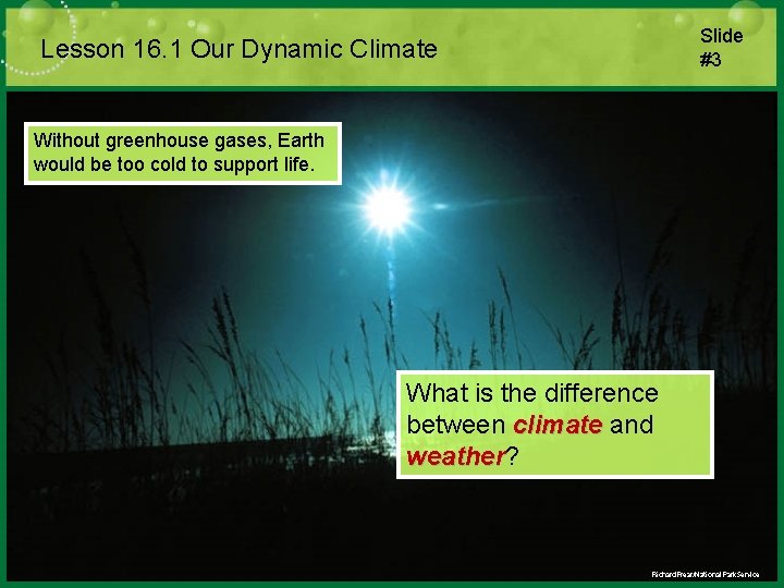 Lesson 16. 1 Our Dynamic Climate Without greenhouse gases, Earth would be too cold