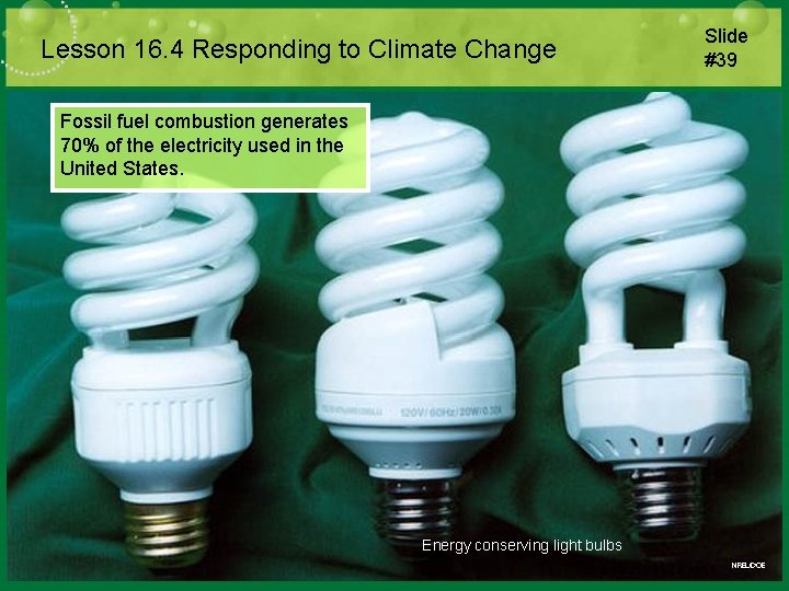 Lesson 16. 4 Responding to Climate Change Fossil fuel combustion generates 70% of the