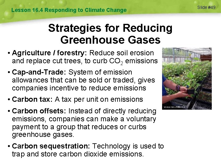 Lesson 16. 4 Responding to Climate Change Strategies for Reducing Greenhouse Gases • Agriculture