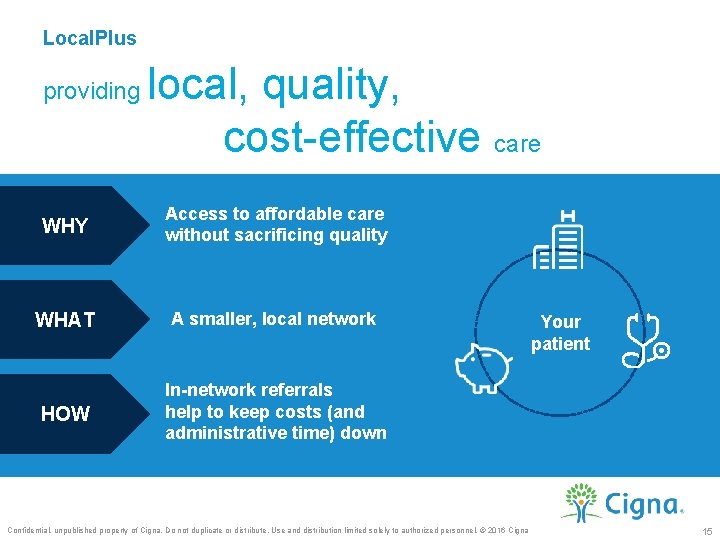 Local. Plus providing local, quality, cost-effective care WHY Access to affordable care without sacrificing