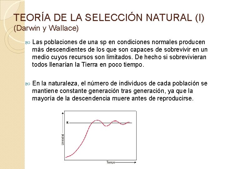 TEORÍA DE LA SELECCIÓN NATURAL (I) (Darwin y Wallace) Las poblaciones de una sp