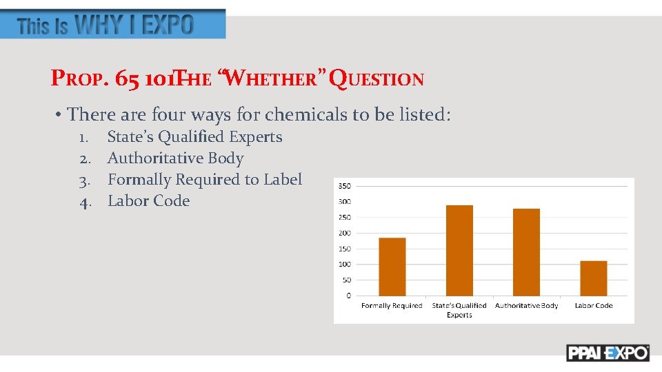 PROP. 65 101 T–HE “WHETHER” QUESTION • There are four ways for chemicals to