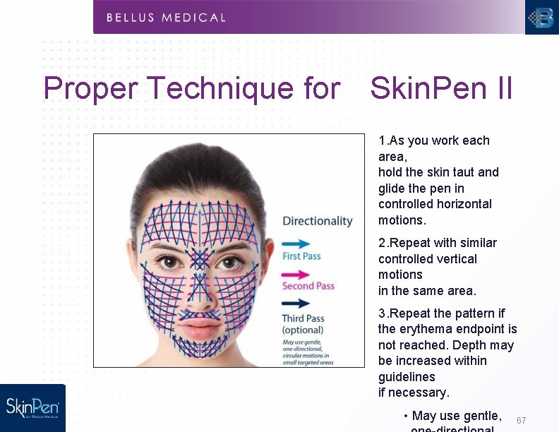 Proper Technique for Skin. Pen II 1. As you work each area, hold the
