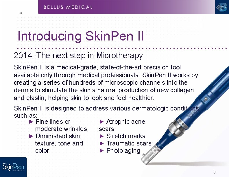 1. 8 Introducing Skin. Pen II 2014: The next step in Microtherapy Skin. Pen