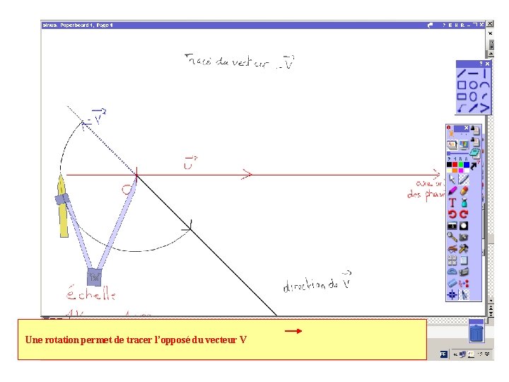  Une rotation permet de tracer l’opposé du vecteur V 