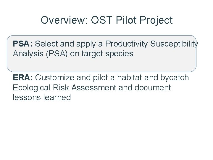 Overview: OST Pilot Project PSA: Select and apply a Productivity Susceptibility Analysis (PSA) on