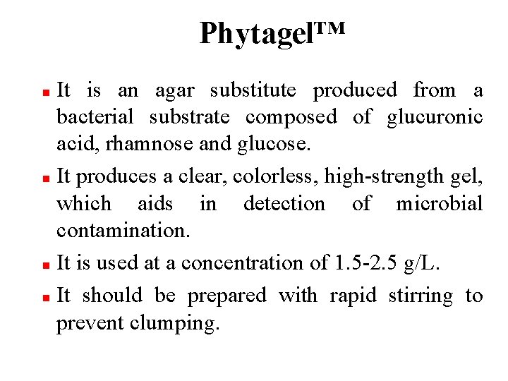Phytagel™ It is an agar substitute produced from a bacterial substrate composed of glucuronic