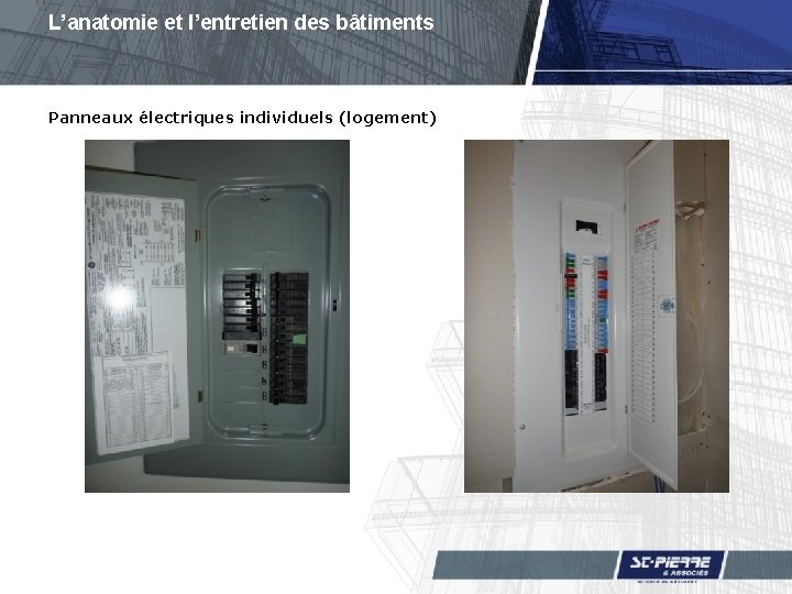 L’anatomie et l’entretien des bâtiments Panneaux électriques individuels (logement) 