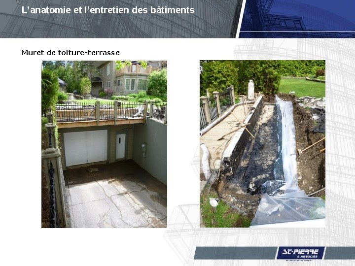 L’anatomie et l’entretien des bâtiments Muret de toiture-terrasse 