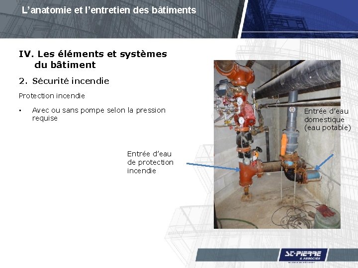 L’anatomie et l’entretien des bâtiments IV. Les éléments et systèmes du bâtiment 2. Sécurité