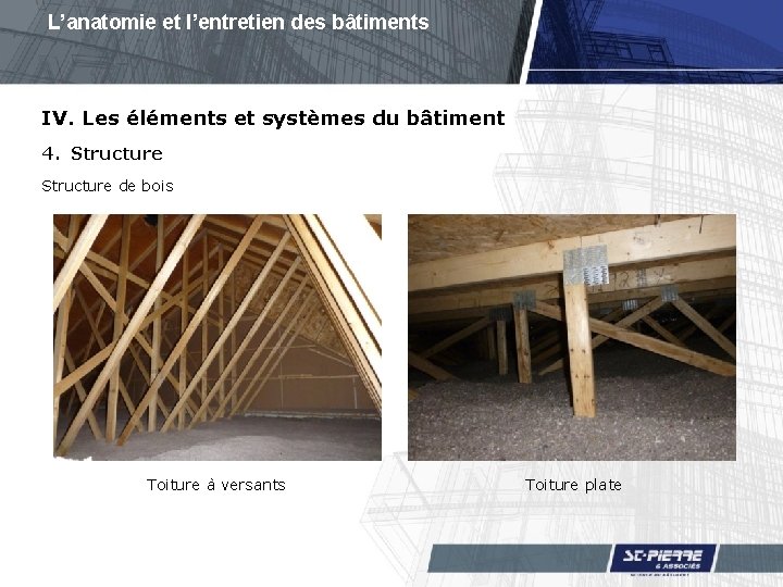 L’anatomie et l’entretien des bâtiments IV. Les éléments et systèmes du bâtiment 4. Structure