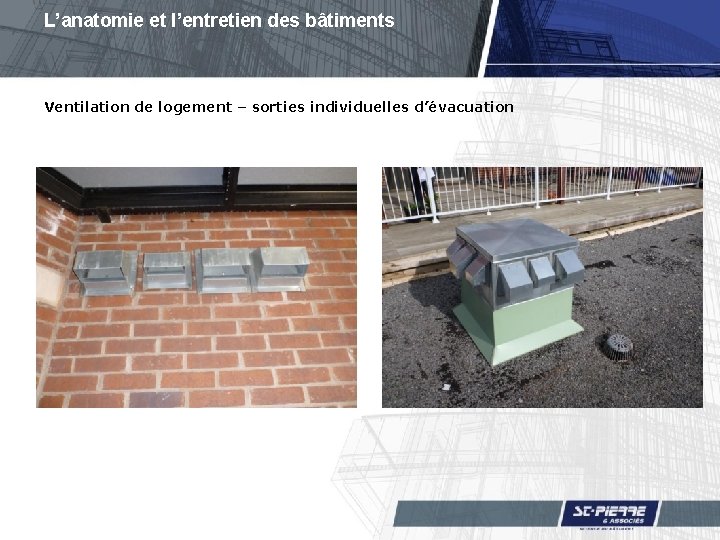 L’anatomie et l’entretien des bâtiments Ventilation de logement – sorties individuelles d’évacuation 