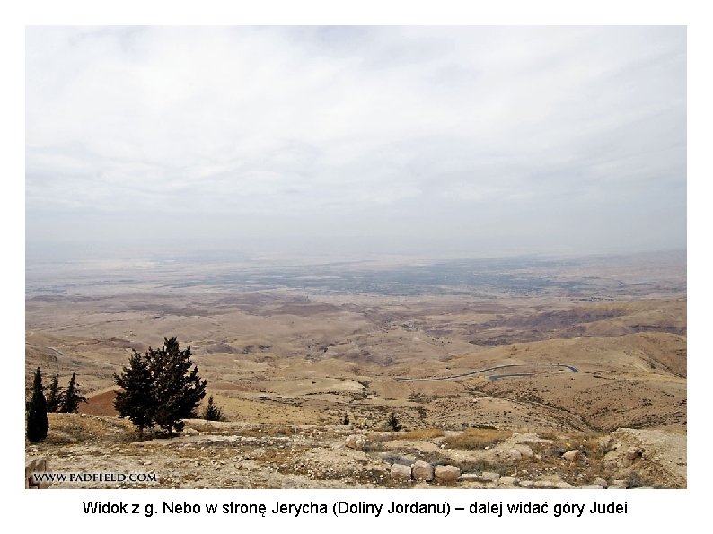 Widok z g. Nebo w stronę Jerycha (Doliny Jordanu) – dalej widać góry Judei