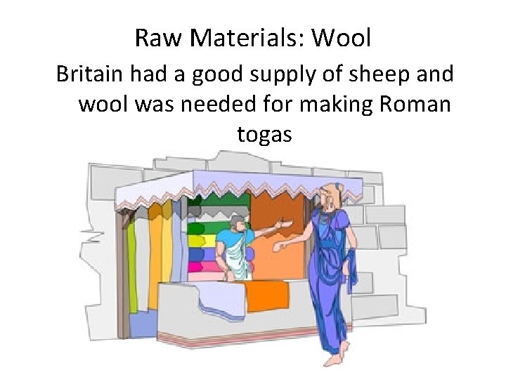 Raw Materials: Wool Britain had a good supply of sheep and wool was needed