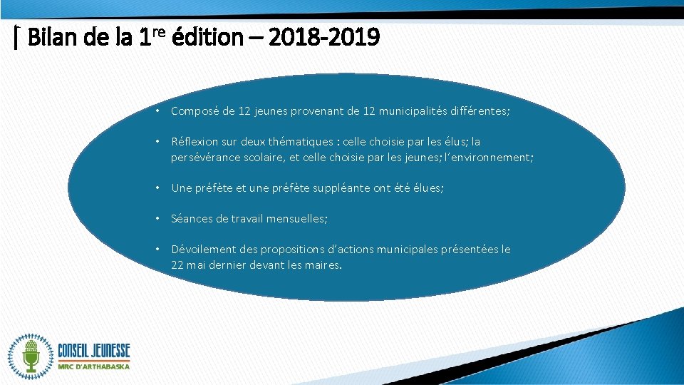 | Bilan de la 1 re édition – 2018 -2019 • Composé de 12