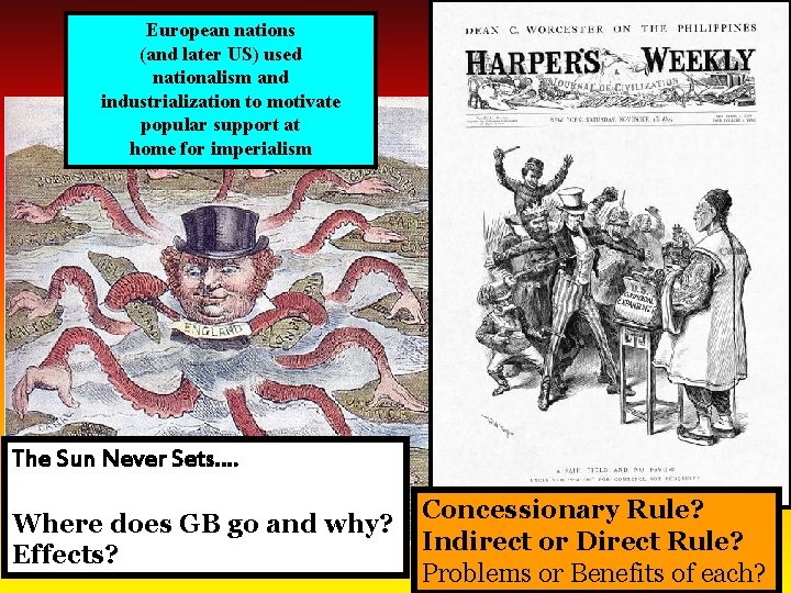 European nations (and later US) used nationalism and industrialization to motivate popular support at