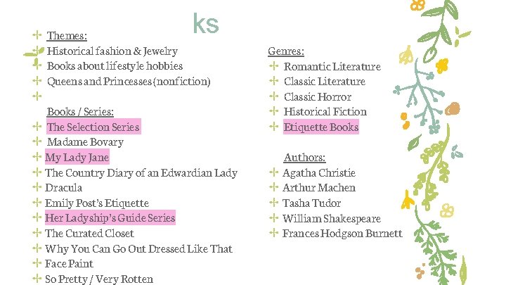 ks ✢ Themes: ✢ Historical fashion & Jewelry ✢ Books about lifestyle hobbies ✢