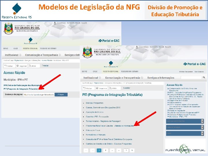 Modelos de Legislação da NFG Divisão de Promoção e Educação Tributária 