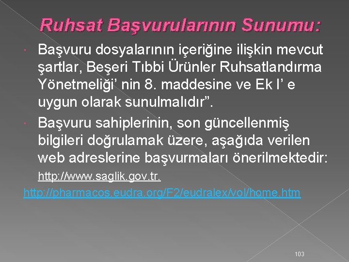 Ruhsat Başvurularının Sunumu: Başvuru dosyalarının içeriğine ilişkin mevcut şartlar, Beşeri Tıbbi Ürünler Ruhsatlandırma Yönetmeliği’