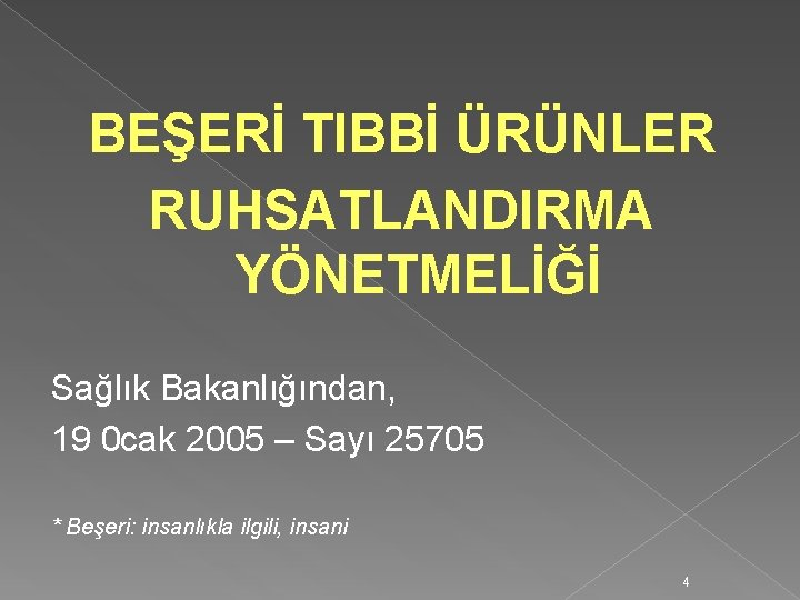 BEŞERİ TIBBİ ÜRÜNLER RUHSATLANDIRMA YÖNETMELİĞİ Sağlık Bakanlığından, 19 0 cak 2005 – Sayı 25705