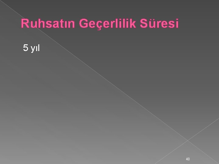 Ruhsatın Geçerlilik Süresi 5 yıl 48 