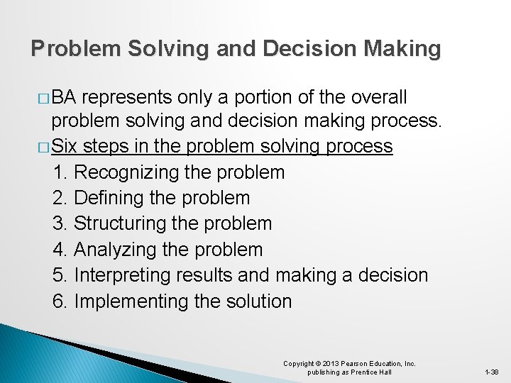 Problem Solving and Decision Making � BA represents only a portion of the overall