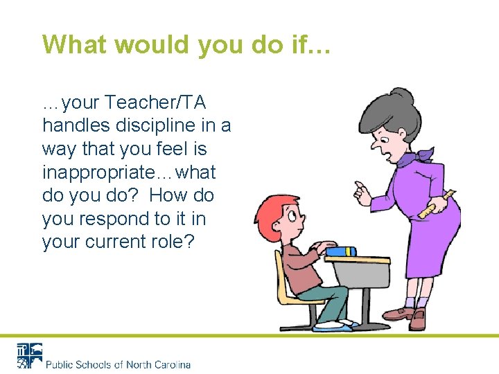 What would you do if… …your Teacher/TA handles discipline in a way that you