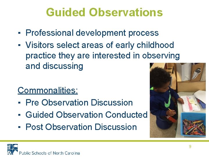 Guided Observations ▪ Professional development process ▪ Visitors select areas of early childhood practice