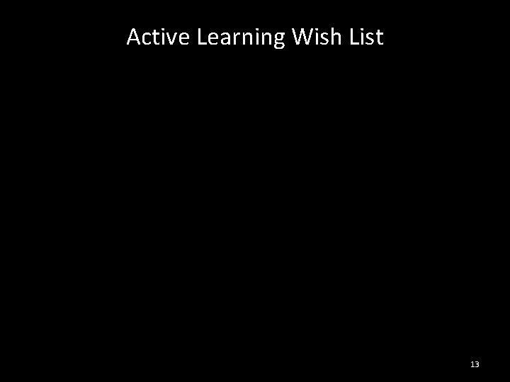 Active Learning Wish List 13 