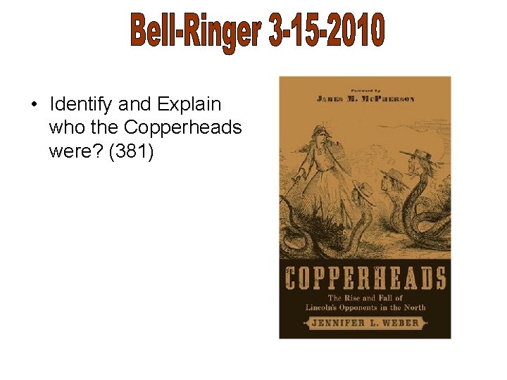  • Identify and Explain who the Copperheads were? (381) 