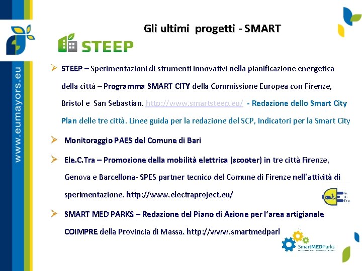 Gli ultimi progetti - SMART STEEP – Sperimentazioni di strumenti innovativi nella pianificazione energetica