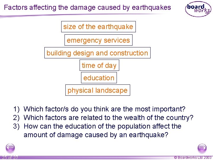 Factors affecting the damage caused by earthquakes size of the earthquake emergency services building