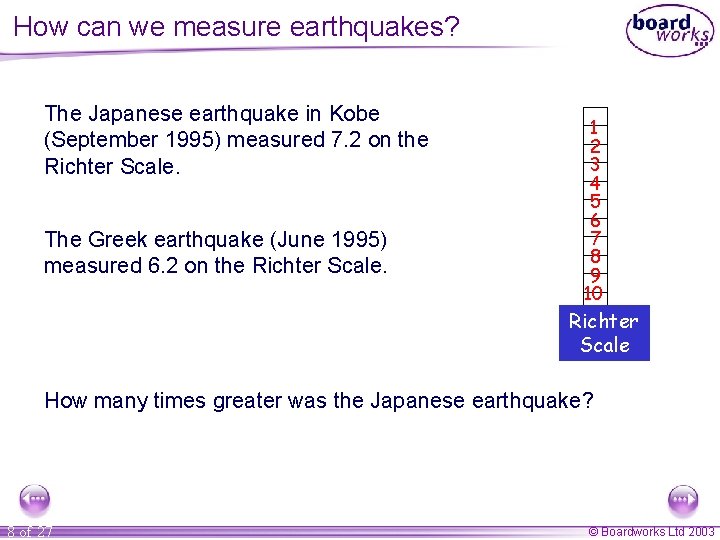 How can we measure earthquakes? The Japanese earthquake in Kobe (September 1995) measured 7.
