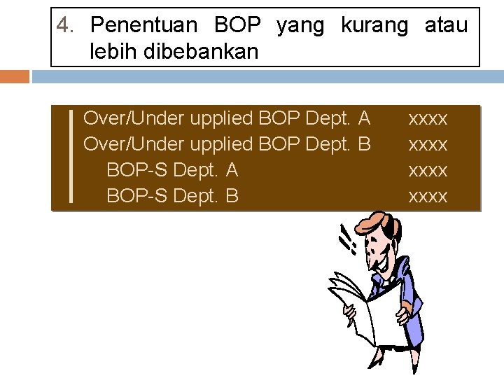 4. Penentuan BOP yang kurang atau lebih dibebankan Over/Under upplied BOP Dept. A Over/Under