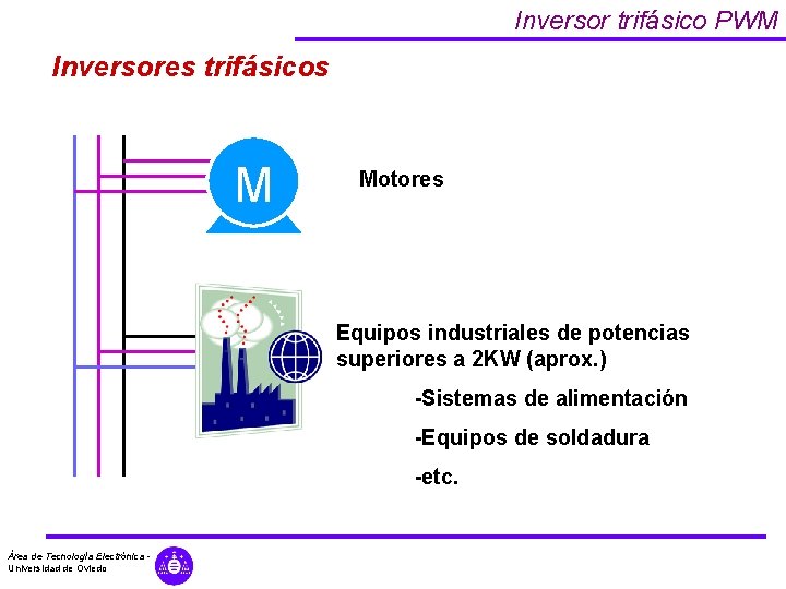 Inversor trifásico PWM Inversores trifásicos M Motores Equipos industriales de potencias superiores a 2